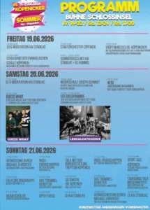 Ein Werbeflyer mit Programm der Veranstaltung Köpenicker Sommer 2026